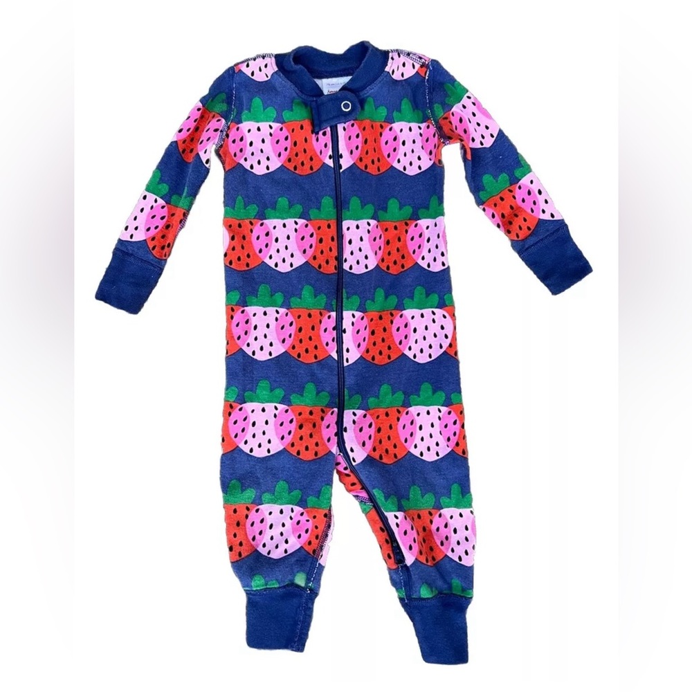 Hanna Andersson Strawberries All Over Two-Way Zip Up Size 6-12m